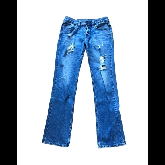 Hollister Slim Straight Distressed 100% Cotton Button-Fly Jean Med Wash 32x32 - Picture 1 of 6
